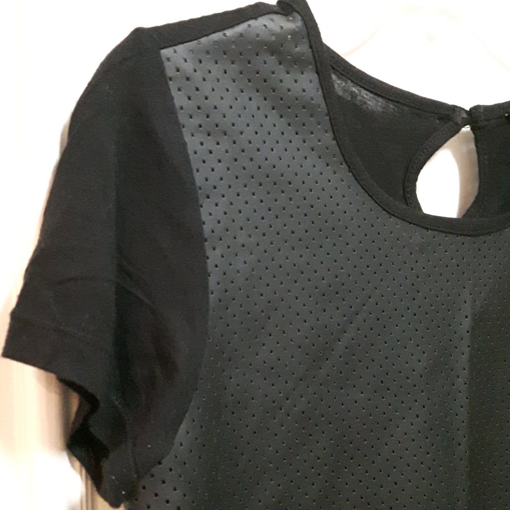 🛍Vegan leather tee with laser cut holes